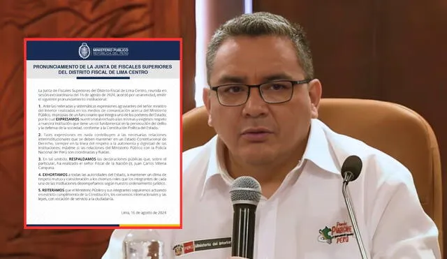 Titular del Mininter descalificó a la Fiscalía en sus última declaraciones. Foto: composición LR Titular del Mininter descalificó a la Fiscalía en sus última declaraciones. Foto: composición LR